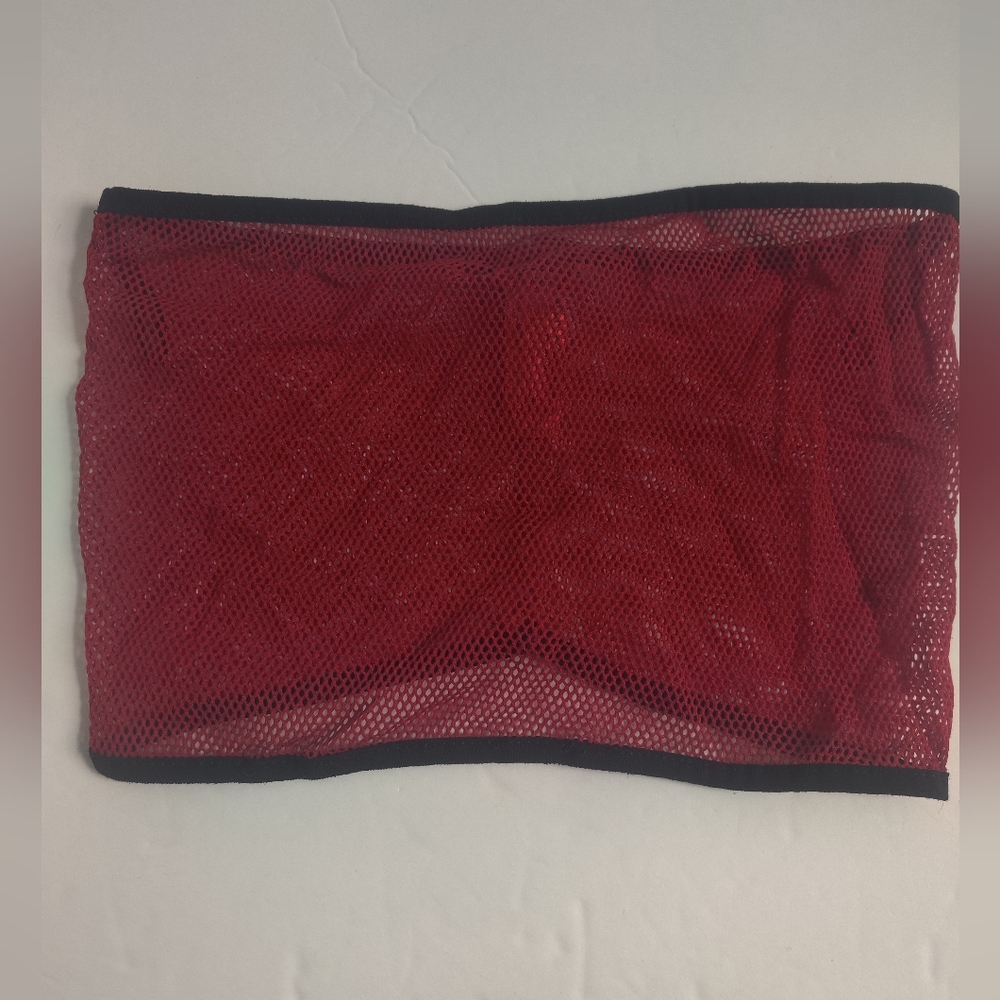 Y2K Vintage Tripp NYC Red mesh fishnet tube top festival concert grunge_Small